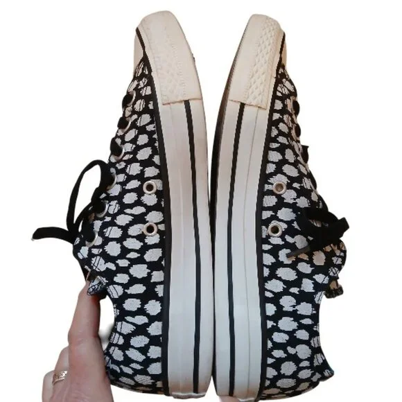 CONVERSE All-Stars Black & White (with turquoise trim) Artistic Sneakers - Picture 6 of 14